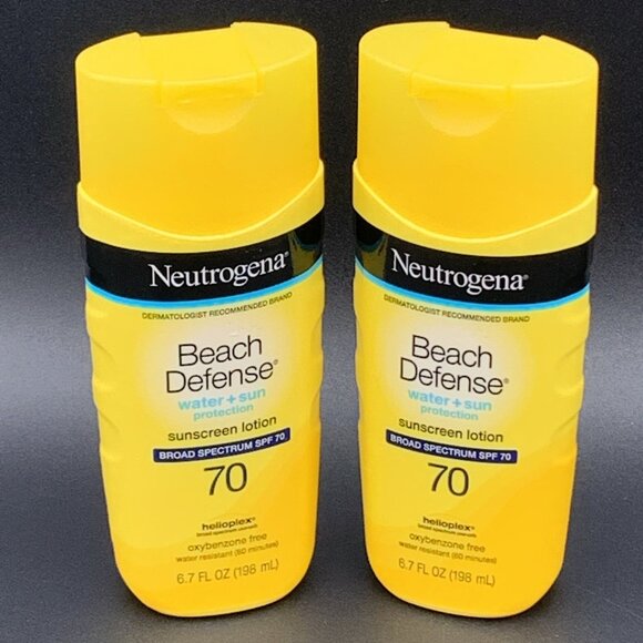 2X Neutrogena Beach Defense Sunscreen Lotion SPF 70 - 6.7 Oz Each Exp 10/2027 - Picture 1 of 4